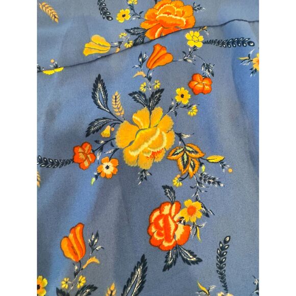 🌺 Alice Blue Oversized Sleeveless Blouse XS Blue Orange Print Work Casual Top - Picture 4 of 9